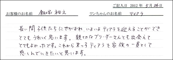 シェットランドシープドッグお客様の声