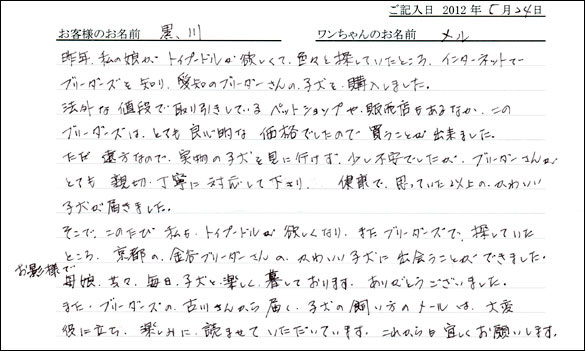 シェットランドシープドッグお客様の声