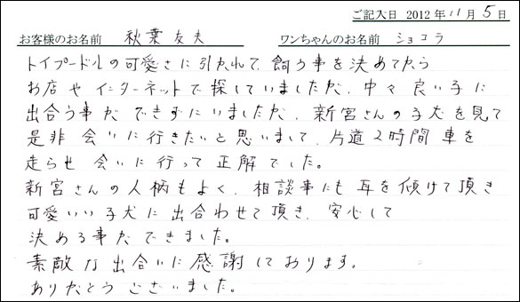 子犬お客様の声