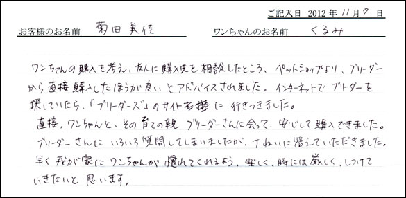 子犬お客様の声