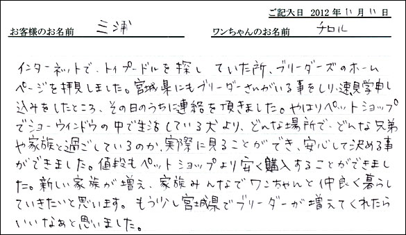 子犬お客様の声