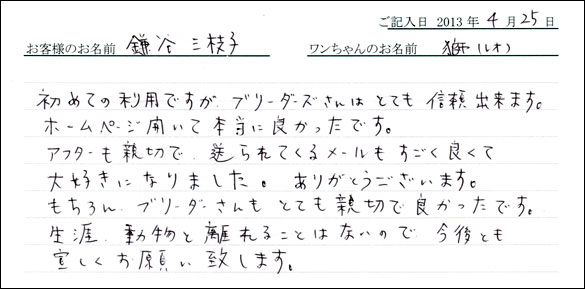 子犬お客様の声