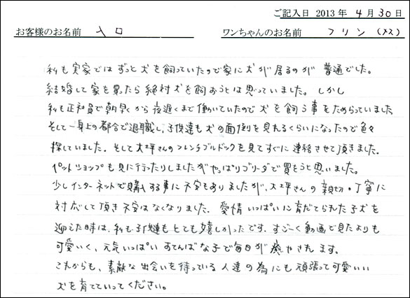 子犬お客様の声