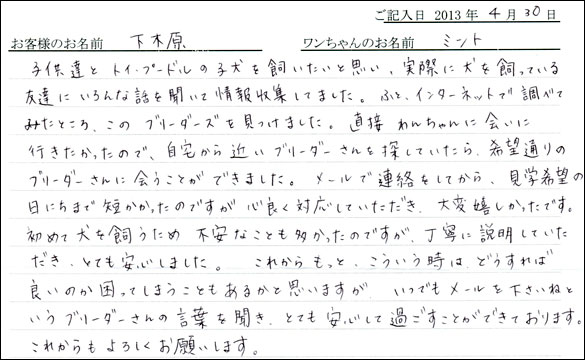 子犬お客様の声