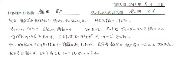 子犬お客様の声