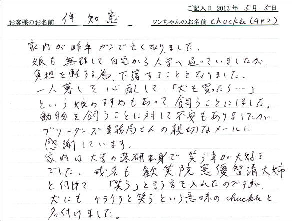 子犬お客様の声