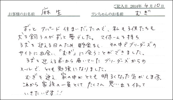 子犬お客様の声