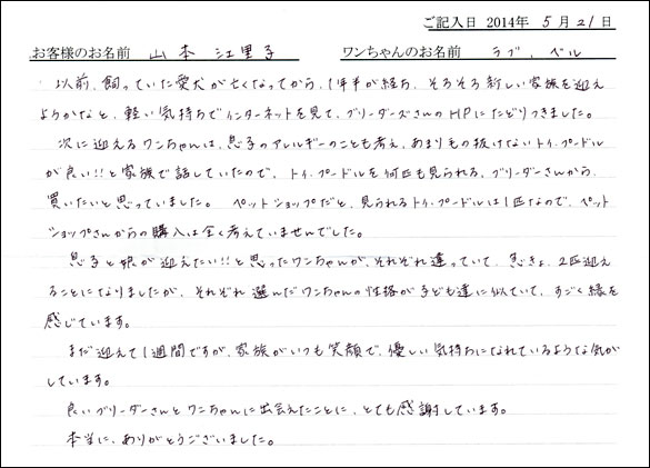 シェットランドシープドッグお客様の声