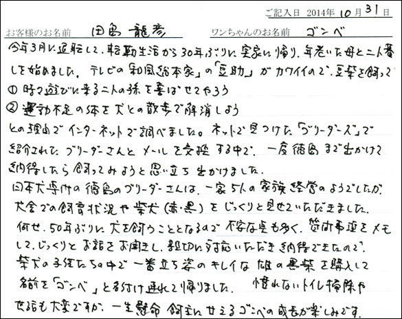 子犬お客様の声