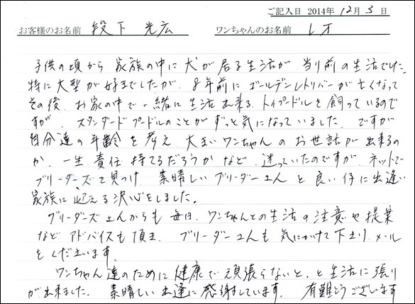 子犬お客様の声
