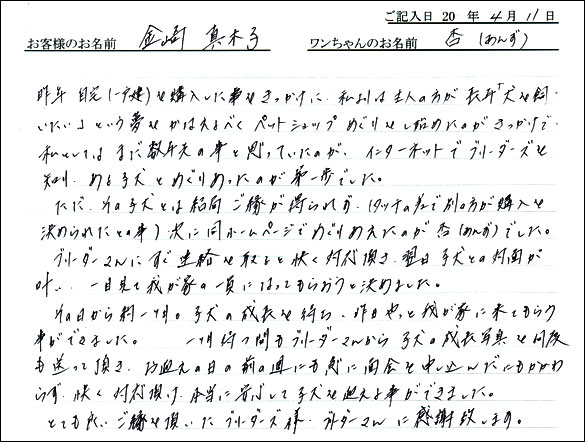コッカーお客様の声