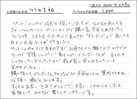 コッカーお客様の声