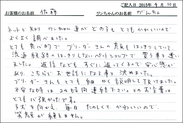 コッカーお客様の声