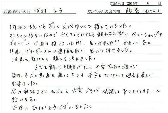 コッカーお客様の声