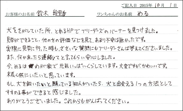 子犬お客様の声