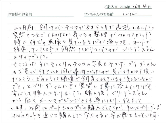 子犬お客様の声