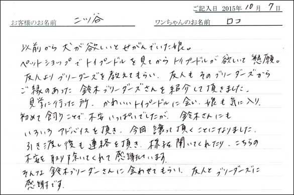 子犬お客様の声
