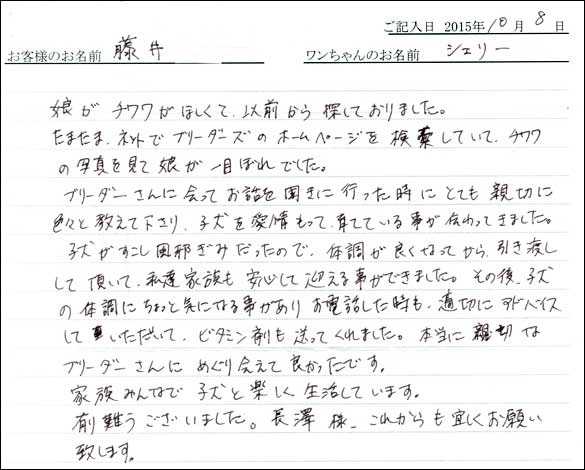 子犬お客様の声
