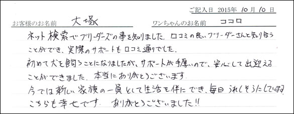 子犬お客様の声