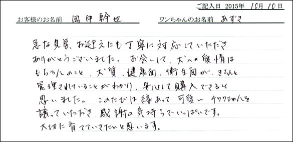 子犬お客様の声