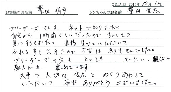 子犬お客様の声