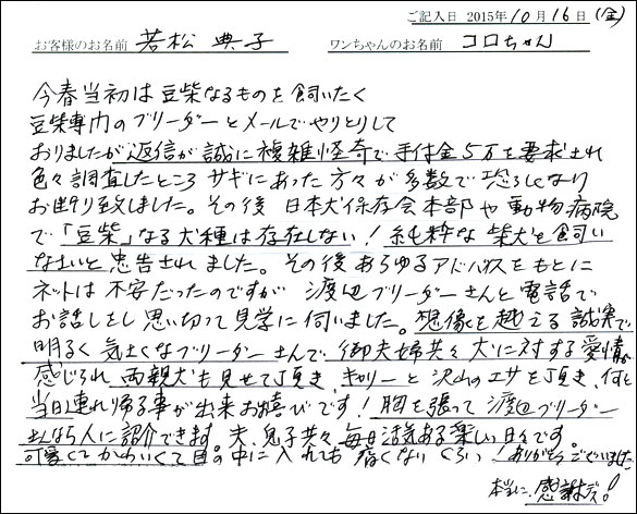 子犬お客様の声
