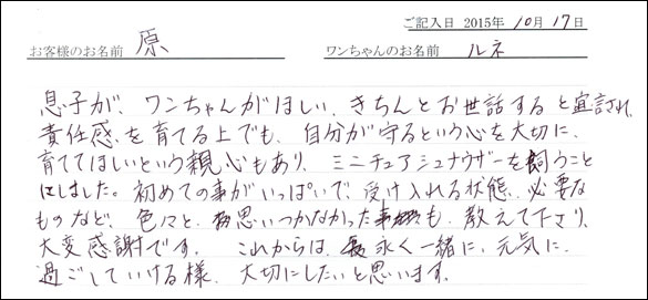 子犬お客様の声