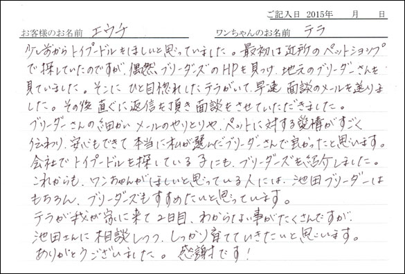 子犬お客様の声