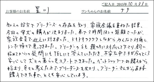 子犬お客様の声