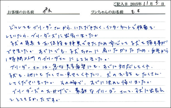 子犬お客様の声