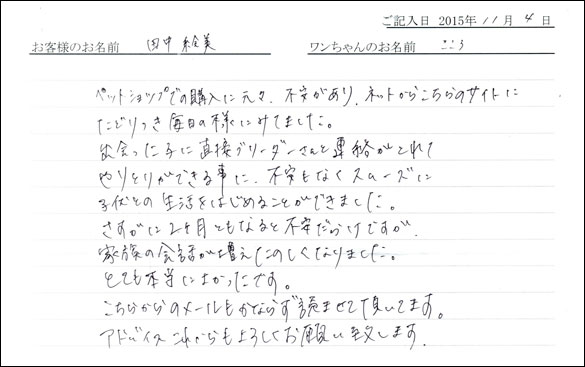 子犬お客様の声