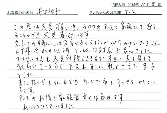 子犬お客様の声