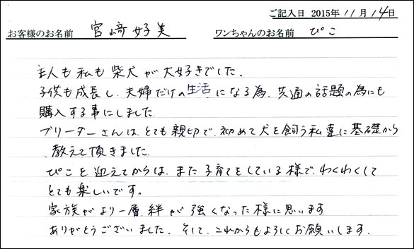 子犬お客様の声