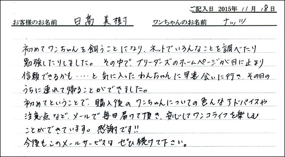 子犬お客様の声