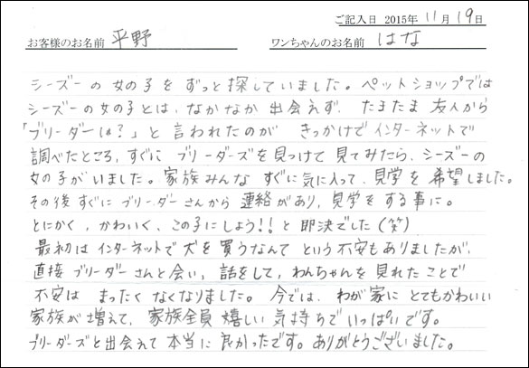 子犬お客様の声