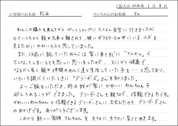 コッカーお客様の声