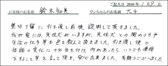 コッカーお客様の声