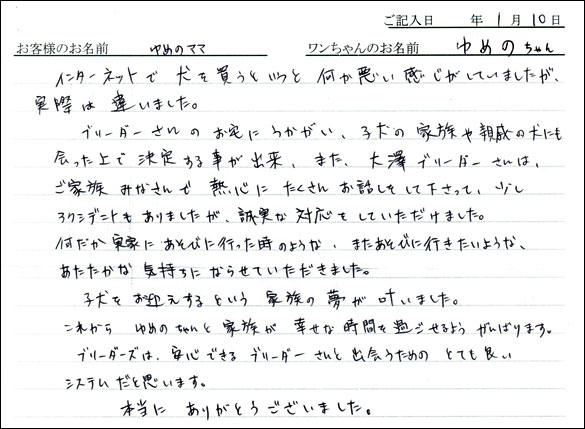 コッカーお客様の声