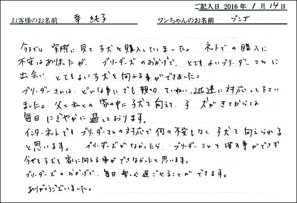 コッカーお客様の声