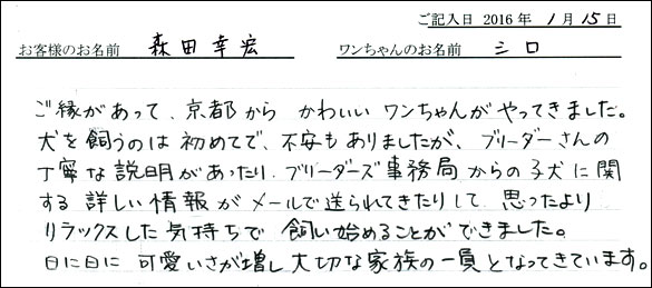 コッカーお客様の声