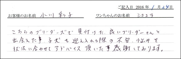 コッカーお客様の声