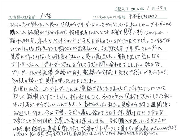 コッカーお客様の声