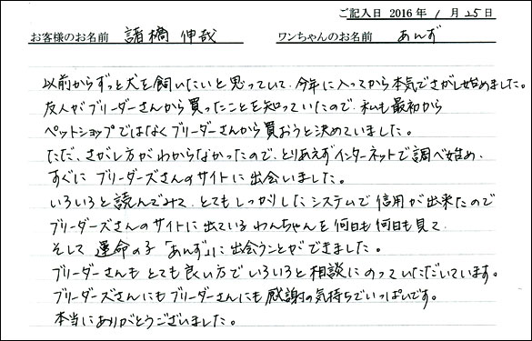 コッカーお客様の声