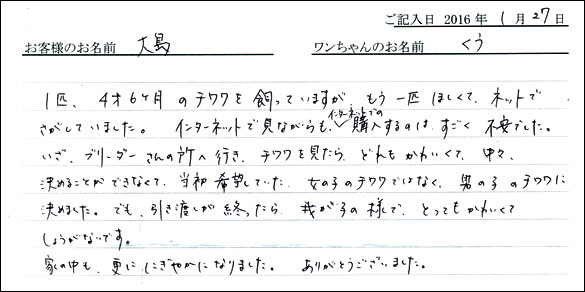 コッカーお客様の声