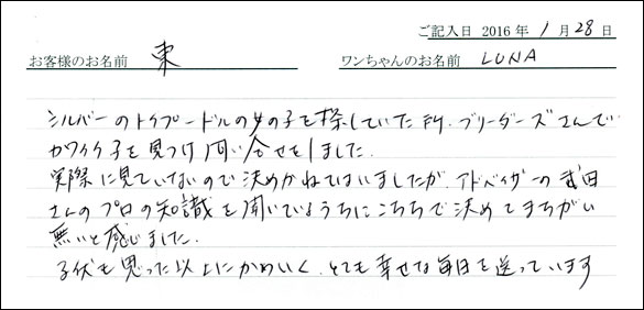 コッカーお客様の声