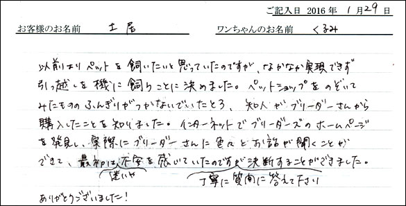 コッカーお客様の声