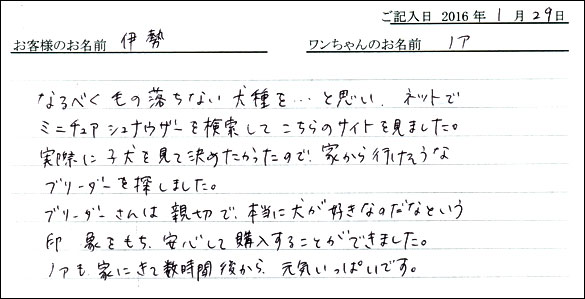 コッカーお客様の声