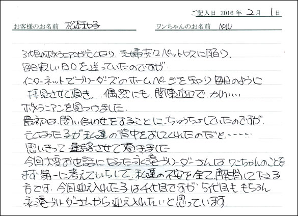 コッカーお客様の声