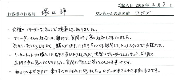 コッカーお客様の声