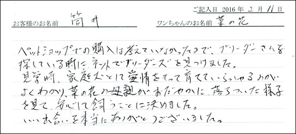 コッカーお客様の声